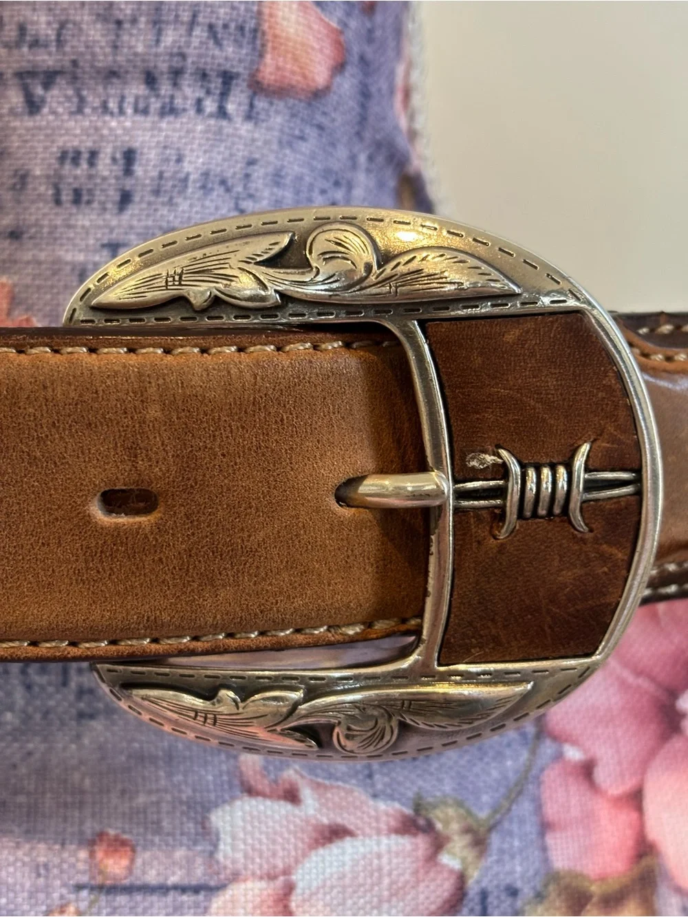 Justin Fenced In leather barb wire belt